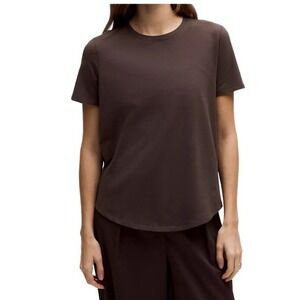 Lululemon Love Curved Hem Short Sleeve Athletic Top Brown Women's Size 8